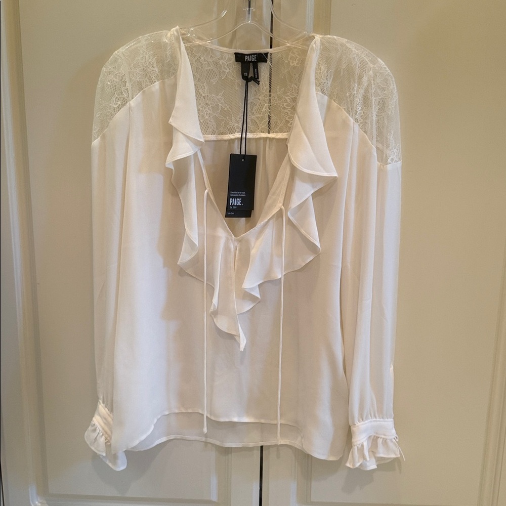 PAIGE Celesse Ivory Ruffle Blouse